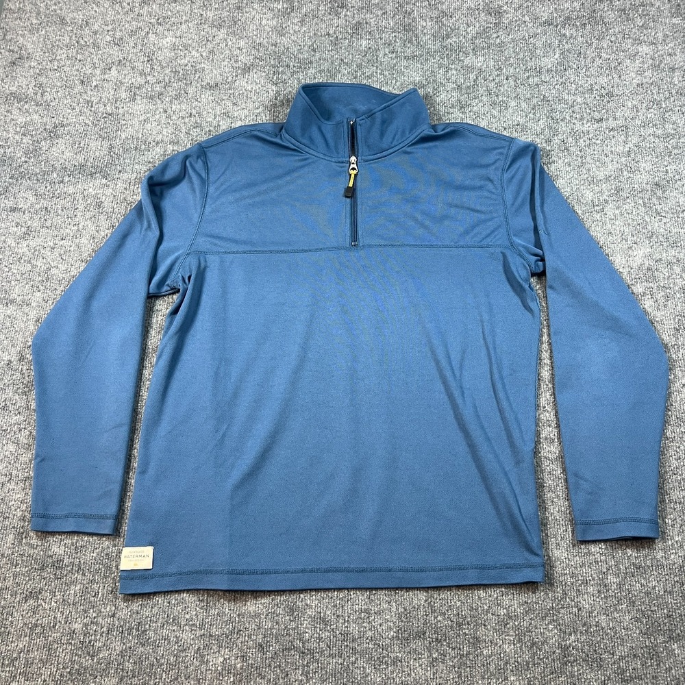 Quiksilver Waterman Sweatshirt Mens Large Blue Mock Neck Quarter Zip Athleisure